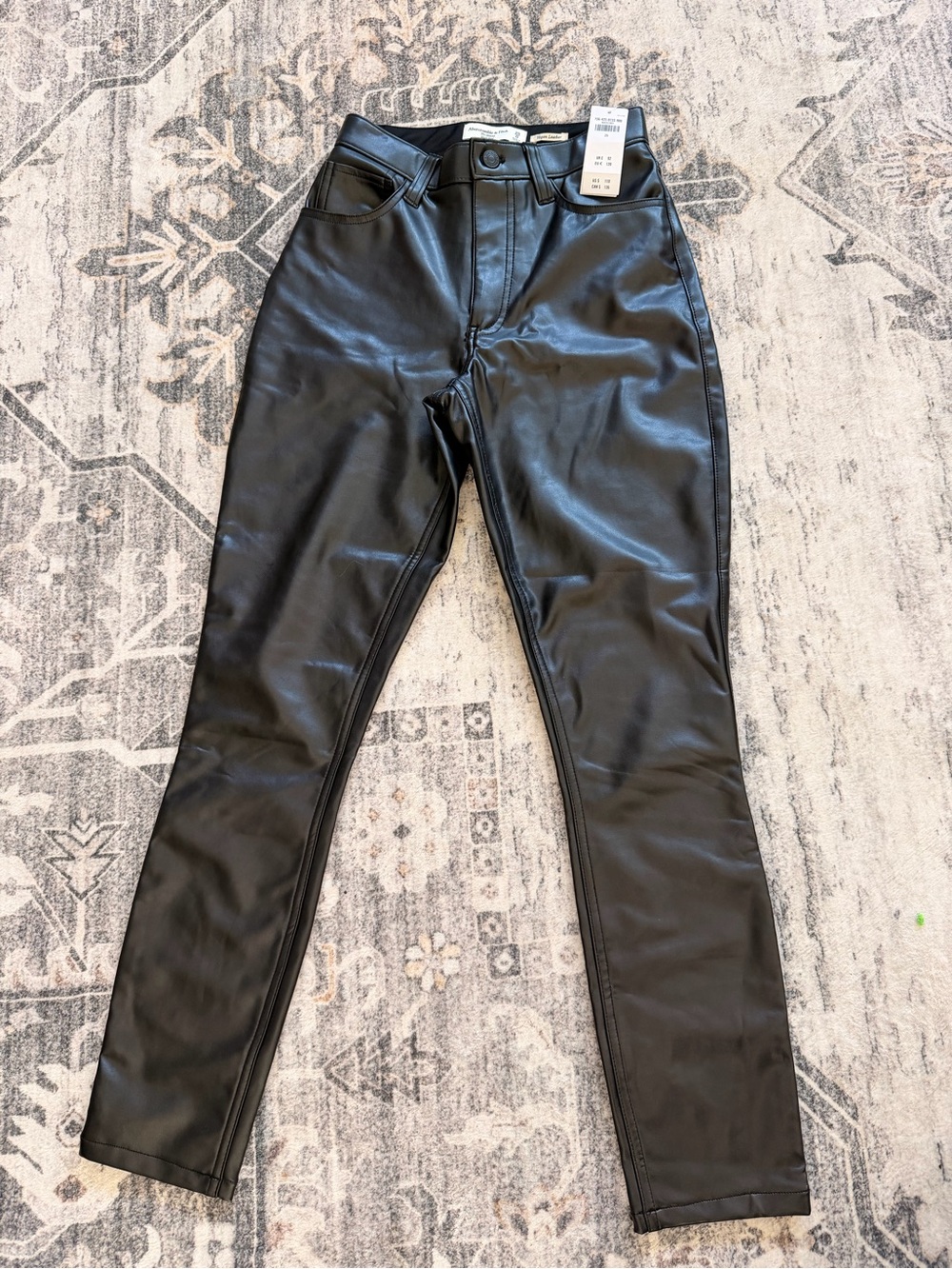 Abercrombie & Fitch Black Vegan Leather High Rise Skinny Jeans Curve Love